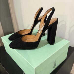 Aquazzura Black Suede Slingback Heels